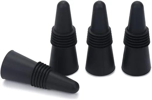 Miniatura 6 de OHMAXHO Tapones de vino (juego de 5), tapón de silicona para botella de vino y tapones para botellas de bebidas, color negro