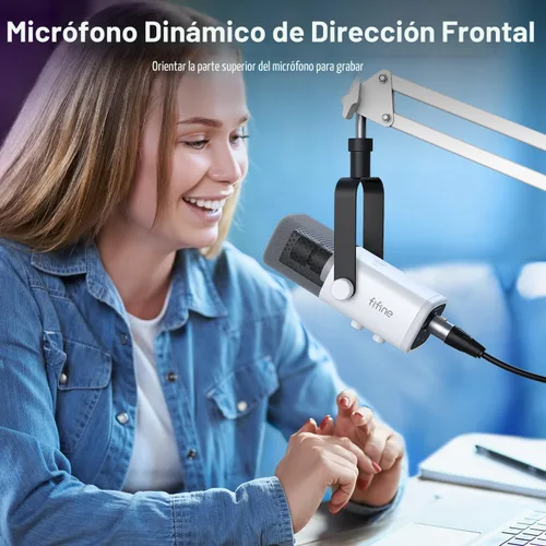 Miniatura 9 de FIFINE - Kit de micrófono para juegos XLR/USB, set de micrófono dinámico para transmisión para PC, micrófono de computadora para grabación de Blanco