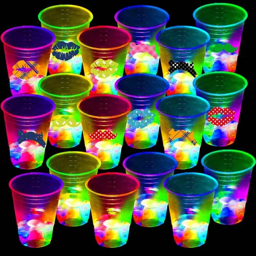 Miniatura 6 de Vasos de fiesta brillantes de 16 onzas para diversión de eventos en interiores y exteriores, tazas intermitentes iluminadas para eventos nocturnos