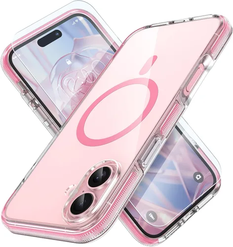 Miniatura 29 de MILPROX Compatible con iPhone 16 Pro Funda – con protector de pantalla – Compatible con MagSafe – Diseño magnético claro transparente – Que no se
