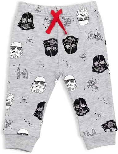 Miniatura 3 de STAR WARS Darth Vader Stormtrooper C-3PO Chewbacca R2-D2 Baby Yoda Paquete de 2 pantalones deportivos para recién nacidos a bebés, Plateado