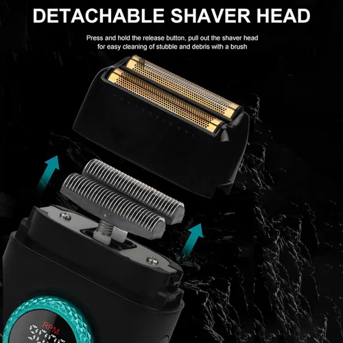 Miniatura 3 de VGR 377 - Afeitadora de aluminio para hombre, maquinilla de afeitar eléctrica para afeitarse la cara con doble lámina, motor de 21 velocidades a