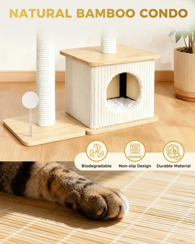 Miniatura 4 de Moderno árbol para gatos de interior, estilo nórdico loft, torre de madera para gatos con postes rascadores de sisal, camas acolchadas suaves