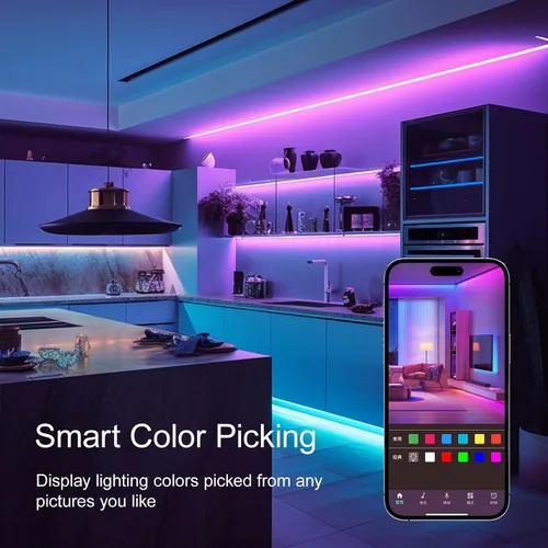 Miniatura 4 de Luces LED de 100 pies para dormitorio, con control remoto infrarrojo de 44 teclas y aplicación Bluetooth, tiras de luces LED inteligentes, tira