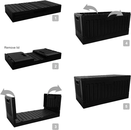Miniatura 6 de livinbox Contenedores plegables apilables de 45 L para almacenamiento, contenedores de almacenamiento plegables con tapas y puertas laterales