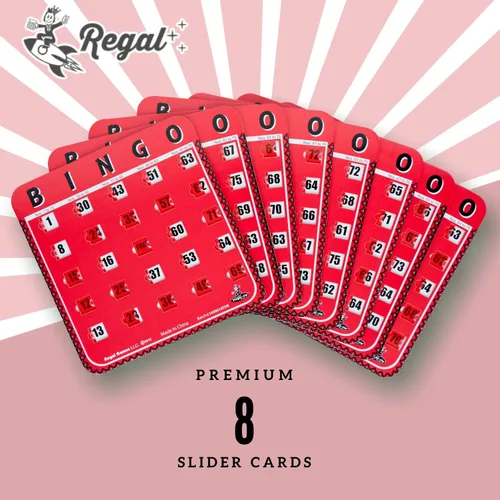 Miniatura 3 de Regal Bingo - Tarjetas de bingo a granel con ventanas deslizantes - Tarjetas reutilizables de bingo con impresión grande para adultos y grupos Rojo