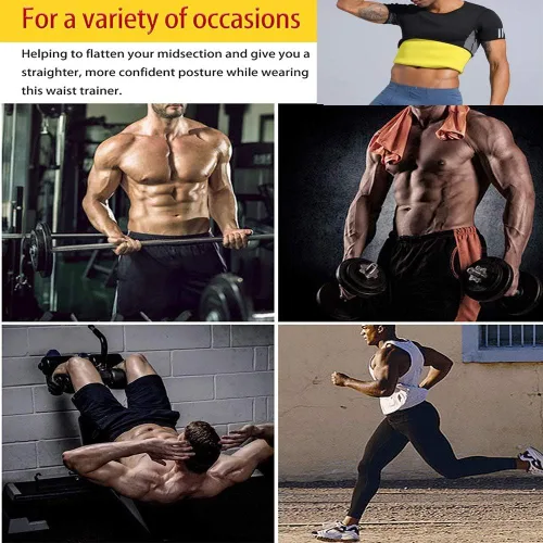 Miniatura 4 de NINGMI Sauna Suit for Men Short Sweat Suits Neoprene Body Shaper Sauna Shirt Workout Waist Trainer Vest Tummy Negro