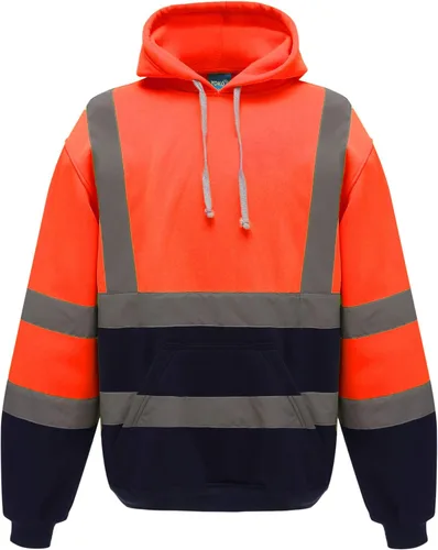 Hi-Vis - Sudadera con capucha ANSI Clase 3 Naranja+azul marino