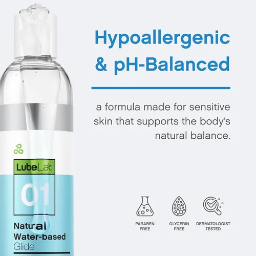 Miniatura 3 de Lubelab Lubricante a base de agua de 8.3 onzas líquidas. Lubricante personal con aloe y vitamina E, hipoalergénico, libre de parabenos, glicerina