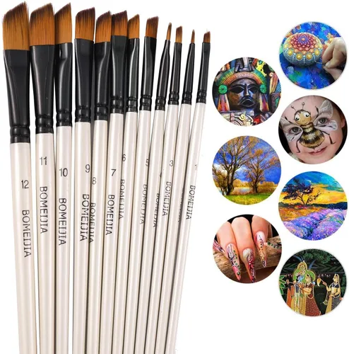 Miniatura 4 de GETHPEN Pinceles angulares de nailon para acuarelas en ángulo, juego de pinceles para acuarelas acrílicas, tintas de gouache, óleo y témpera