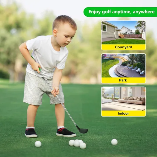 Miniatura 7 de Juego de palos de golf para niños pequeños, palos de golf retráctiles con tapete de putting para niños de 2, 3, 4, 5 (mano derecha), juego