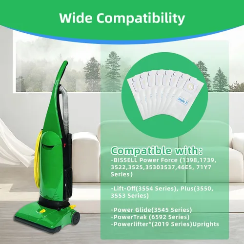 Miniatura 2 de Paquete de 16 bolsas de vacío de repuesto estilo 7 para aspiradoras Bissell PowerForce 3522 3545 3550 3554 Series, repuesto # 32120 Paquete de 16