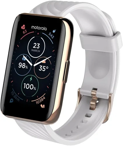Miniatura 2 de Motorola Moto 40 - Reloj inteligente Bluetooth con 10 días de duración de la batería, integración con Google Fit, pantalla transparente de 1.5 Oro