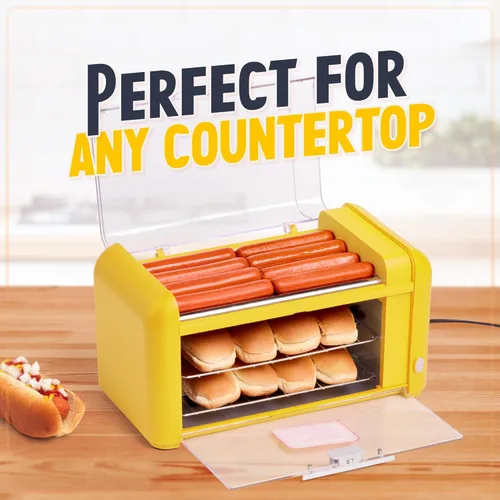 Miniatura 4 de Nostalgia Oscar Mayer - Horno tostador de 8 rodillos y bollos extra grande para encimera, rodillos de acero inoxidable y estantes de calentamiento