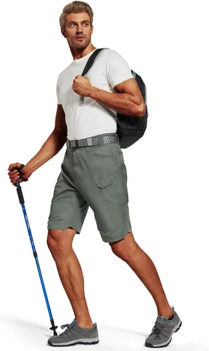 Miniatura 7 de URBEST Pantalones cortos tácticos para hombre, impermeables, transpirables, de secado rápido, para senderismo, pesca, con múltiples bolsillos
