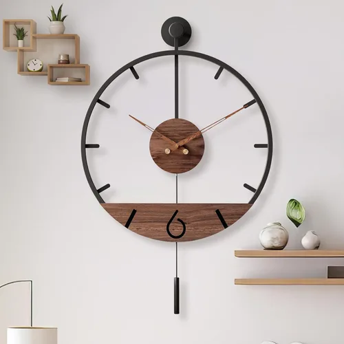 Miniatura 7 de Pytha Sight Reloj de pared de péndulo decorativo moderno de 30.7 x 20 pulgadas, reloj de pared silencioso de gran tamaño de metal grande