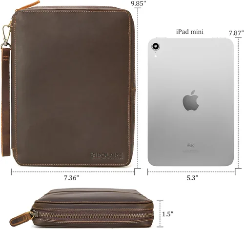 Miniatura 4 de Polare - Organizador de cables de viaje de cuero de grano completo, bolsa de transporte para accesorios electrónicos con cremalleras YKK, bolsa