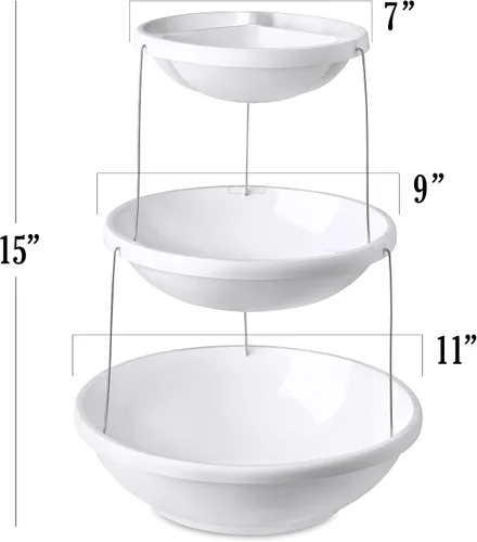 Miniatura 2 de Masirs Cuenco plegable de 3 niveles: diseño decorativo se pliega para un almacenamiento mínimo. Ideal para servir aperitivos, ensalada y fruta.