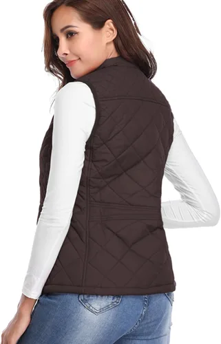 Miniatura 4 de Fuinloth - Chaleco acolchado para mujer, diseño de cuello alto, ligero, con cierre