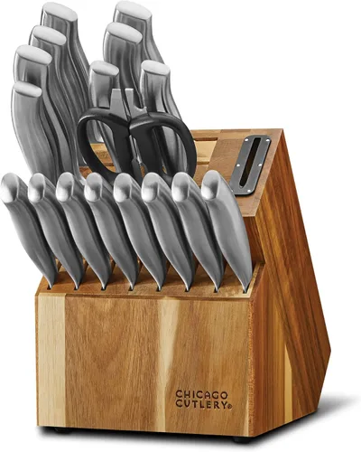Miniatura 7 de Chicago Cutlery Insignia - Juego de cuchillos de cocina (13 piezas) con bloque de madera, asas contorneadas y tijeras de acero inoxidable afilado