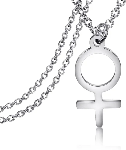 KEYCHIN Collar astrológico femenino de género con dije de símbolo de Venus, colgante de símbolo femenino, joyería para mujeres y niñas, Acero