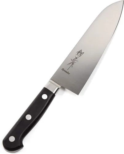 Cuchillo de chef japonés multiusos INOX AUS-8A acero inoxidable mango de madera de Pakkawood negro, Santoku 7 pulgadas (7.087 in)