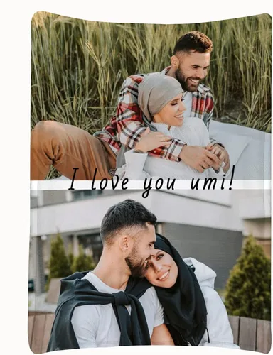 Miniatura 28 de Manta personalizada para parejas con collage de fotos, manta personalizada para parejas, súper suave y acogedora para regalos del día de San