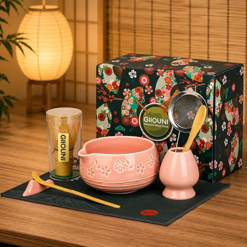 Miniatura 9 de Juego de batidor de matcha, juego de cerámica con cuenco, soporte para Chasen, soporte para cucharada, tamiz, kit de matcha de ceremonia japonesa