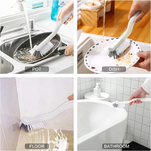 Miniatura 3 de Cepillo de limpieza pequeño para limpiar el fregadero, baño, cocina, borde de la esquina, lechada de esquina para uso doméstico con mango