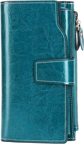 Miniatura 6 de SENDEFN - Cartera de cuero para mujer, portatarjetas con bloqueo RFID, monedero para mujer con cierre