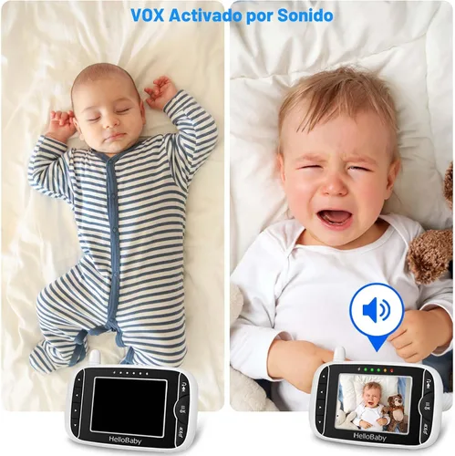 Miniatura 5 de HelloBaby Monitor de video para bebés con cámara y audio, pantalla LCD de 3.2 pulgadas, visión nocturna infrarroja, audio bidireccional y monitoreo