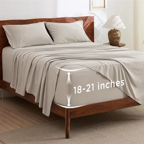 Miniatura 10 de Bedsure Juego de Sábanas King de Bolsillo Profundo - Se Adapta a Colchones de Hasta 21 Pulgadas de Grosor - 4 Piezas Sábanas de Cama GentleSoft