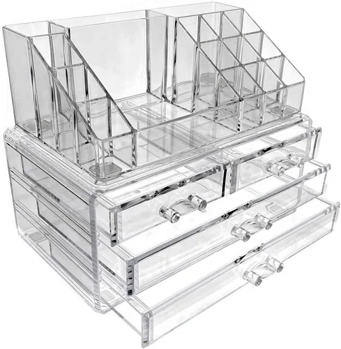 Miniatura 5 de OnDisplay Estuche de almacenamiento de cosméticos y joyas, diseño de 4 cajones, perfecto para tocador, encimera de baño o aparador