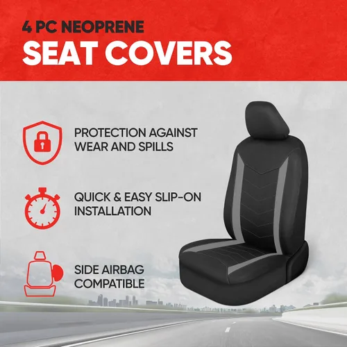 Miniatura 2 de Motor Trend SpillGuard Fundas de asiento para automóviles, camiones y SUV, fundas de asiento grises con forro de neopreno impermeable, fundas