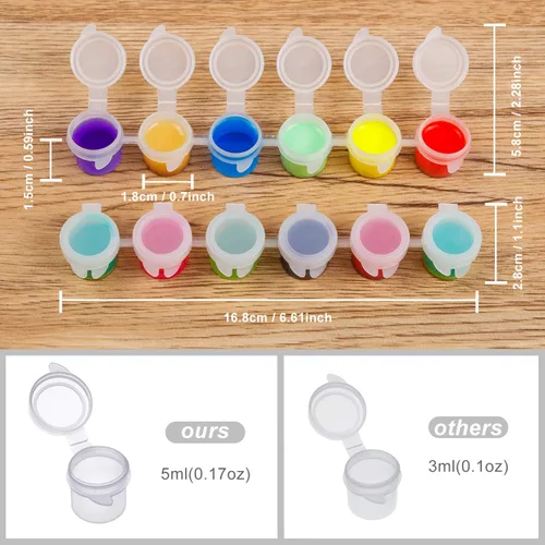 Miniatura 4 de YGAOHF 120 macetas de pintura con tapas, 0.2 fl oz/0.17 onzas, macetas grandes vacías con tapas, contenedor de pintura acrílica fácil de abrir, 20