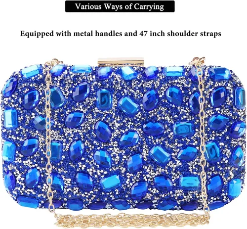 Miniatura 6 de Bolso de mano de lentejuelas brillantes con diamantes de imitación para mujer, bolso de mano de noche, bolso de hombro para boda, fiesta, baile