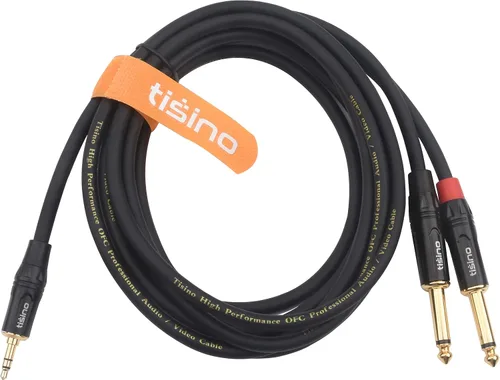 Miniatura 2 de DISINO 1/8 pulgadas TRS Stereo a Dual 1/4 pulgadas TS Mono Y-Splitter Cable 0.138 in Aux Mini Jack Stereo Breakout Cables de camino - 10 pies