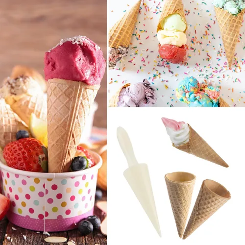 Miniatura 3 de Pizzelle Roller, 4 moldes de cono de helado de 9.3 pulgadas, rodillo de huevo, moldes de plástico para cuernos de crema