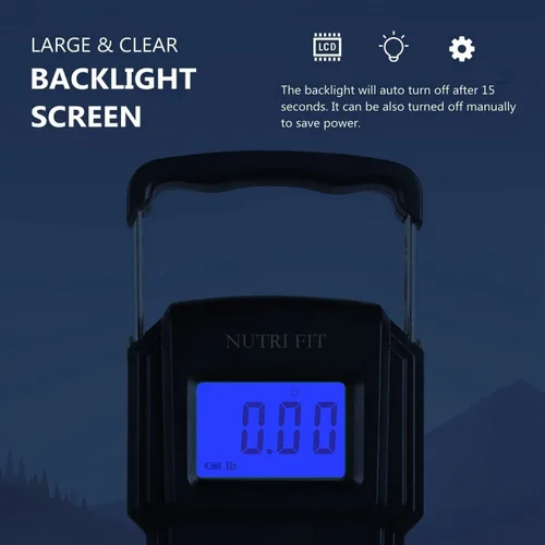 Miniatura 3 de NUTRI FIT Báscula de equipaje digital para maleta, báscula portátil para viajes, báscula de peso de pescado de mano con gancho para pesca, 110
