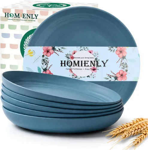 Miniatura 13 de Homienly Juego de 6 platos pequeños de postre de 8 pulgadas, platos profundos de paja de trigo irrompibles para fiestas, campamento, microondas