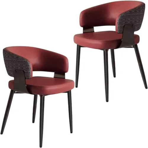 Miniatura 11 de YVYKFZD Juego de sillas de comedor, silla de comedor con patas de metal y respaldo curvo, sillas de cocina tapizadas de cuero, reposabrazos, silla