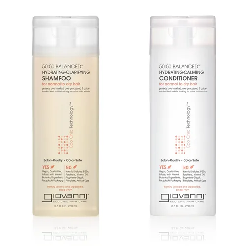 Giovanni Set de champú y acondicionador equilibrado 50:50, champú clarificante para mujeres y hombres, limpieza para cabello dañado, encrespado,