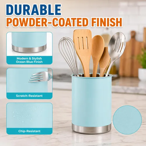 Miniatura 3 de Creative Home Soporte para utensilios de acero inoxidable: organizador grande de herramientas de cocina de 6.3 pulgadas para decoración de cocina