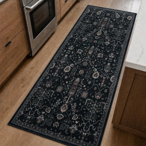 Miniatura 24 de GLN Rugs Traditional Sumer - Alfombra lavable a máquina, vintage lavable, antideslizante, de pelo bajo, alfombra de entrada o pasillo, cocina, fácil