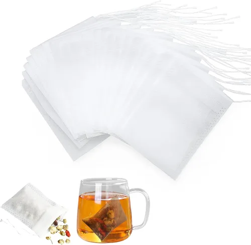 200 bolsas de filtro de té, bolsas de té vacías para té de hojas sueltas, tela natural no tejida de grado alimenticio, bolsas de filtro de té