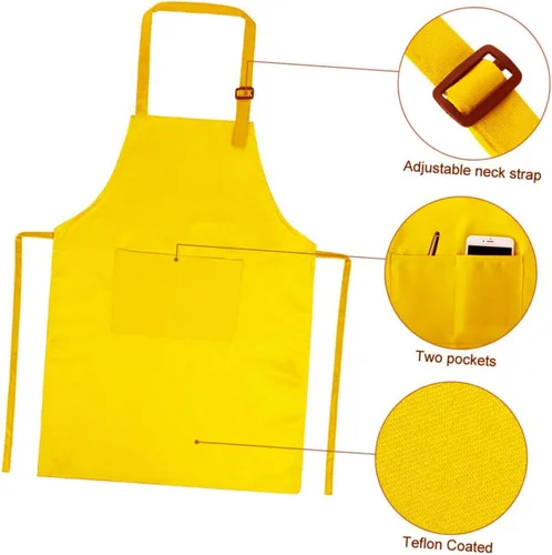 Miniatura 9 de Luxshiny 2Set Painting Polyester Smock and Chef Hat Ages Apron Yellow for Drawing Painting and Creative Fun