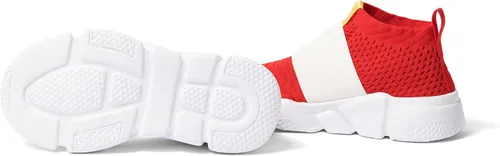 Miniatura 3 de Sonix - Tenis de punto elástico rojo y blanco para niños, ligeros, transpirables, suela de EVA, sin cordones, para niños pequeños y niños
