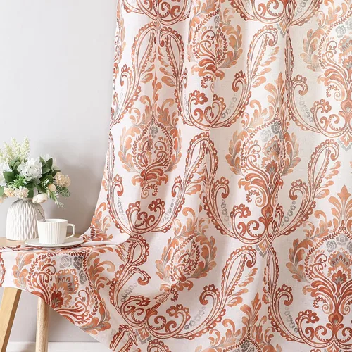 Miniatura 11 de H.VERSAILTEX - Cortinas florales para dormitorio de 63 pulgadas de largo, juego de 2 paneles, estilo de campo, cortinas semitransparentes para sala