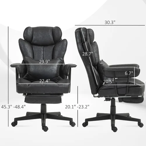 Miniatura 3 de HOMCOM Silla de oficina ejecutiva de masaje con 6 puntos de vibración, silla de oficina grande y alta con calefacción de 400 libras con reposapiés