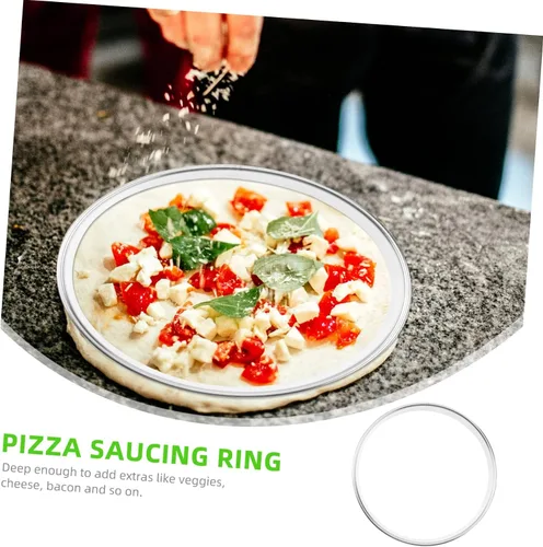 Miniatura 5 de BESTonZON Anillo de cocina para salsa de pizza de 6.88 pulgadas, herramienta para hornear de acero inoxidable con borde profundo para untar salsa